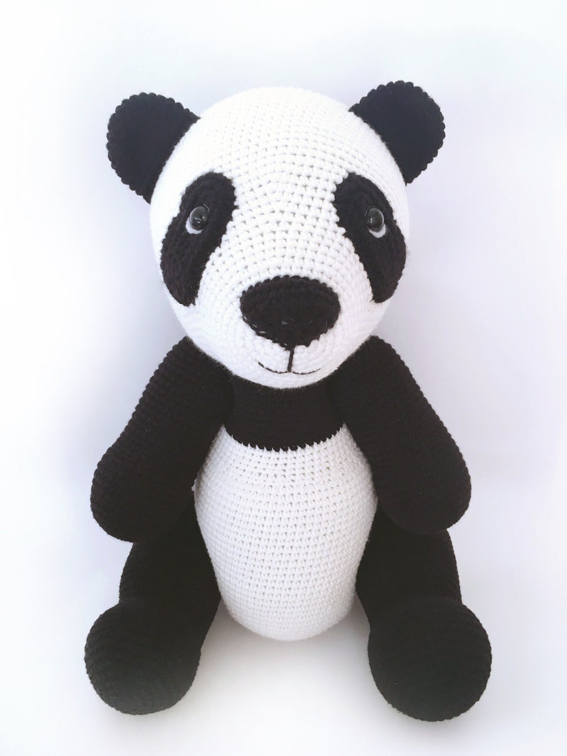 Bear toy knitted panda handmade panda cotton yarn toy knitted Etsy