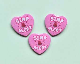 Simp Alert Heart Shaped Badge