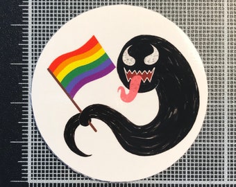 Venom Noodle Pride Stickers - 45mm diameter vinyl sticker - LGBT Pride - Gay Pride - Trans Pride