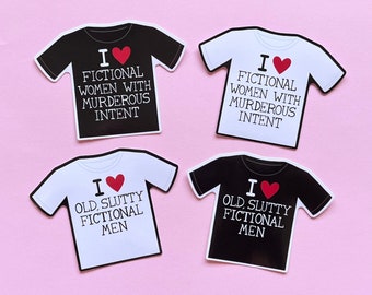 I <3 my fave character - individual vinyl stickers - for your murder wife or old, slutty man
