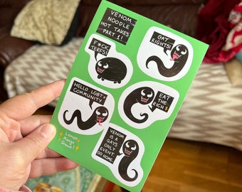 CLEARANCE , Venom Noodle Hot Takes PART 1 , A6 Sticker Sheet , Symbrock , Veddie