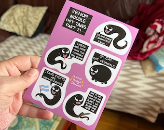 CLEARANCE , Venom Noodle Hot Takes PART 2 , A6 Sticker Sheet , Symbrock , Veddie
