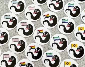 Venom Noodle Pride Stickers - GEN 2 - 45mm vinyl sticker - MLM Pride - Intersex Pride - Progress Pride Flag - Demigirl Pride - Demiboy Pride