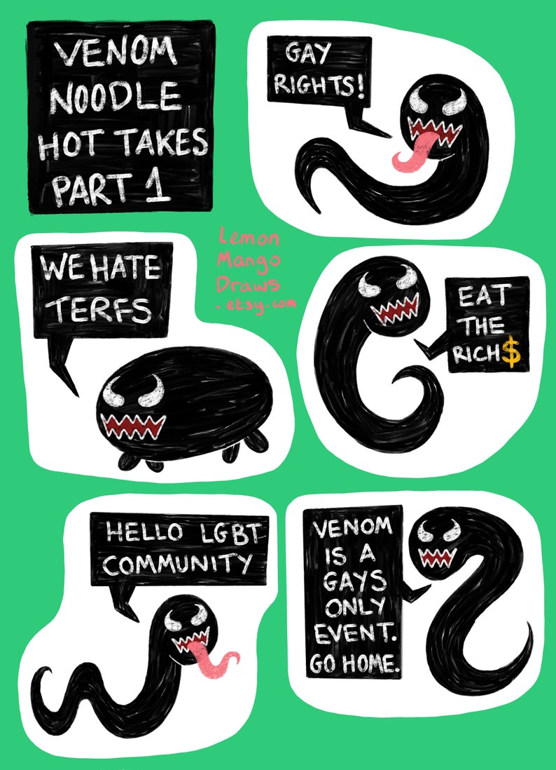 Mix /& Match Venom Noodle Stickers Venom Movie Veddie 5 stickers for the price of 4! Symbrock