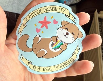 Disability Pride Otter , 90mm Vinyl Sticker , Hidden Disability Awareness
