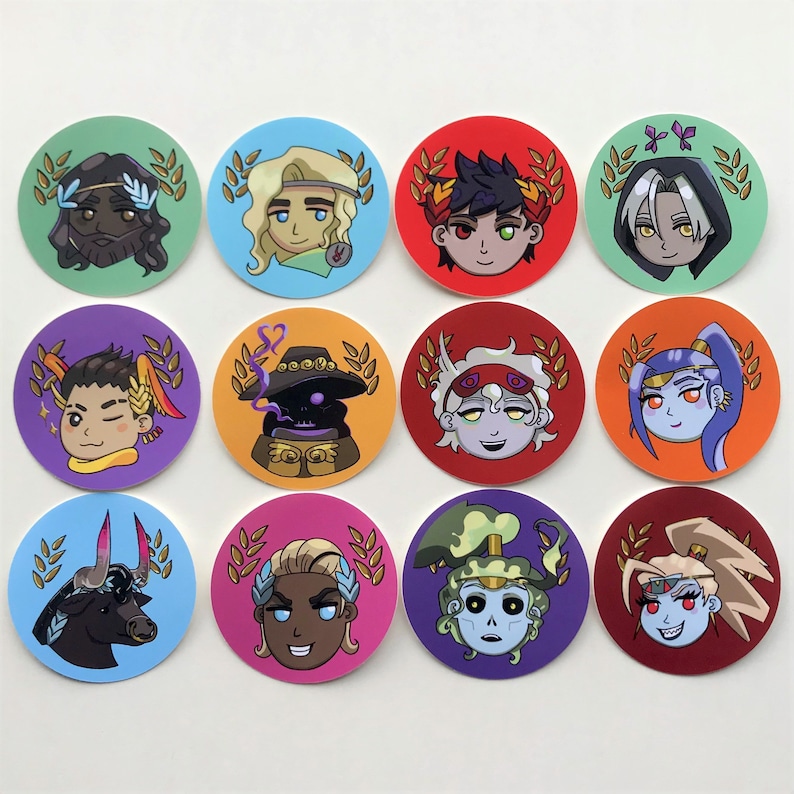 Hades Game Unofficial Character Stickers 45mm diameter vinyl sticker image 1
