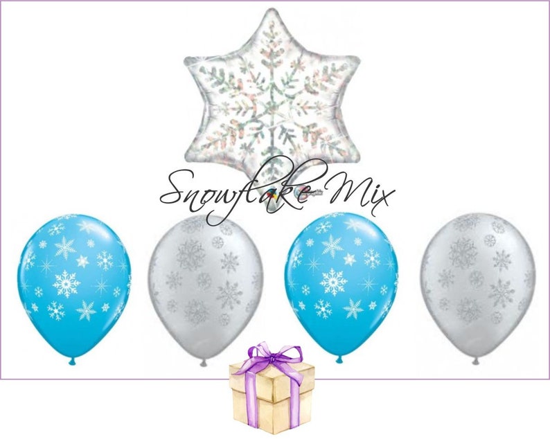 Snowflake Balloons Snowflakes Stars Anna and Elsa Party Winter Winter Wonderland Frozen Bouquet of 5 Balloons