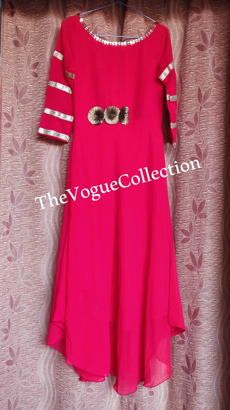 Magenta Pink Long Frock Kameez Suit With Pant Salwar Dupatta Handmade Dress Party Wear Indian Pakistani Style Dress For Women girls