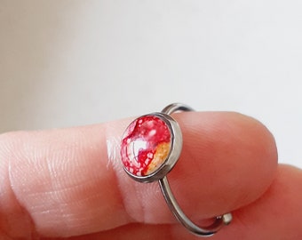 Fire ring - Adjustable handpainted ring - Handmade Jewelry - Stainless steel - Gift for Her - One Of A Kind Jewelry