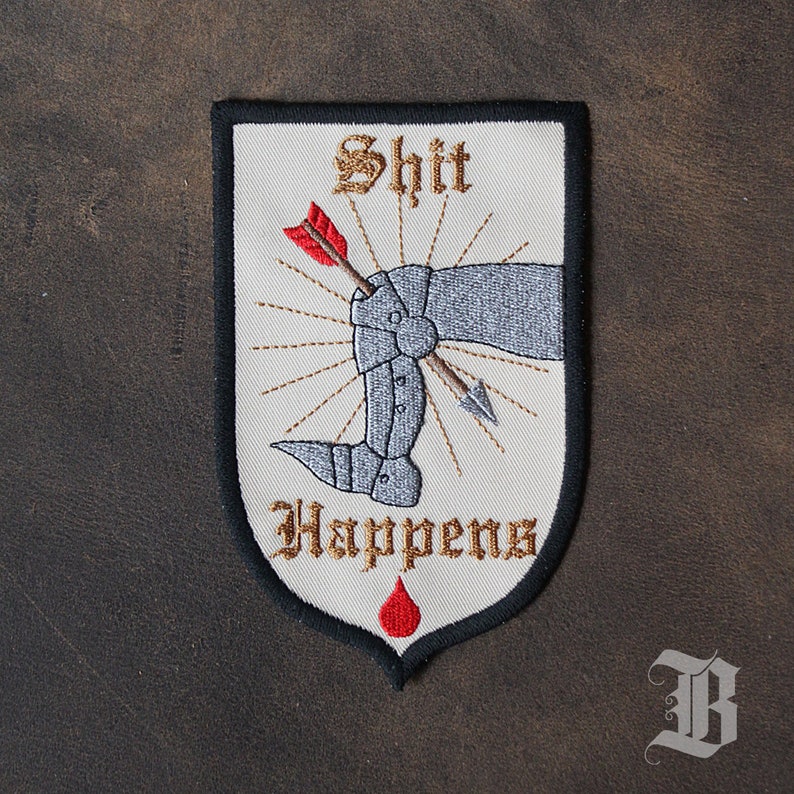 patch brodé Skyrim shit happens blanc