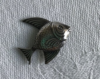 Vintage Tiny Fish Pin Brooch, Sterling Silver