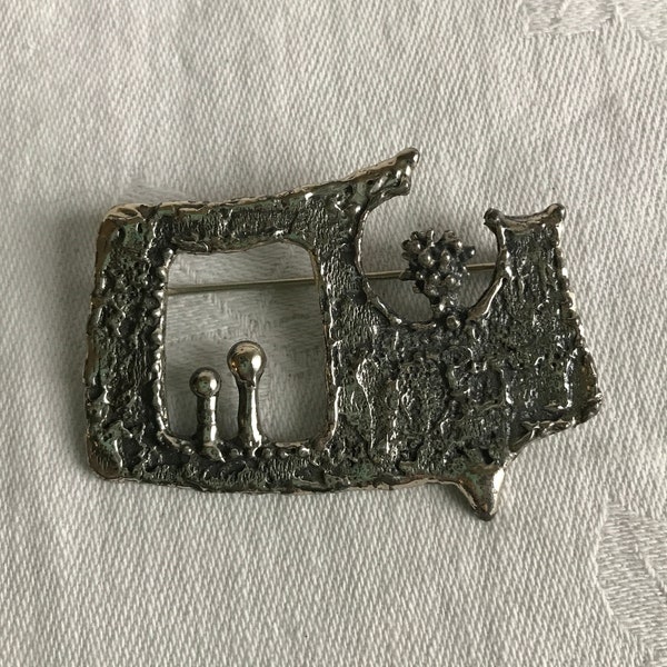 Vintage 1960's Guy Gilles Vidal Modernist Brutalist Brooch