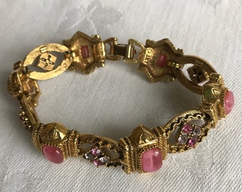 Vintage Pink Rhinestone Bracelet by Art
