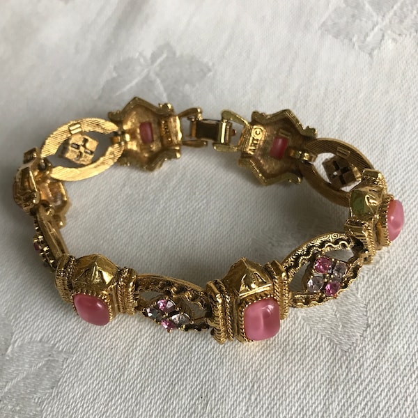 Vintage Pink Rhinestone Bracelet by Art
