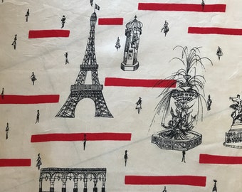 Vintage 1940's Paris Souvenir Silk Scarf