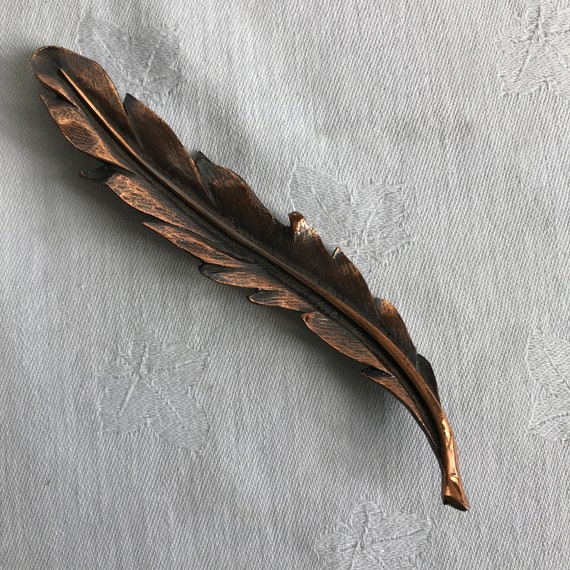 Dramatic Large Copper Leaf Brooch - image 5