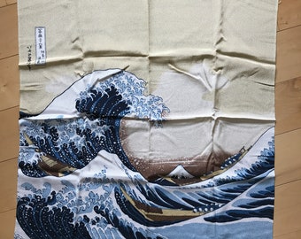 Vintage Japanese Furoshiki Tsunami Wave Gift Wrapping Scarf