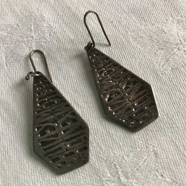 Vintage Mid-Century Modern Dangling Earrings, Signed