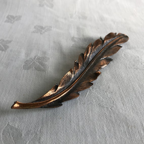 Dramatic Large Copper Leaf Brooch - image 3