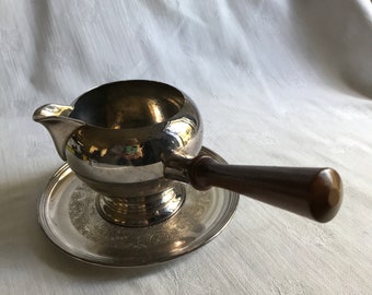 Vintage Silver Plate Gravy Sauce Server with Tray