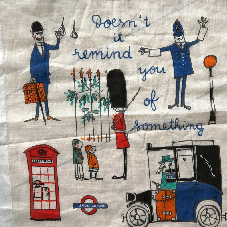 Vintage London Souvenir Cotton Handkerchief or Neck Scarf by Kreier Etsy
