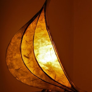 Table lamp sailling boat wood and ricepaper de coupaz unique
