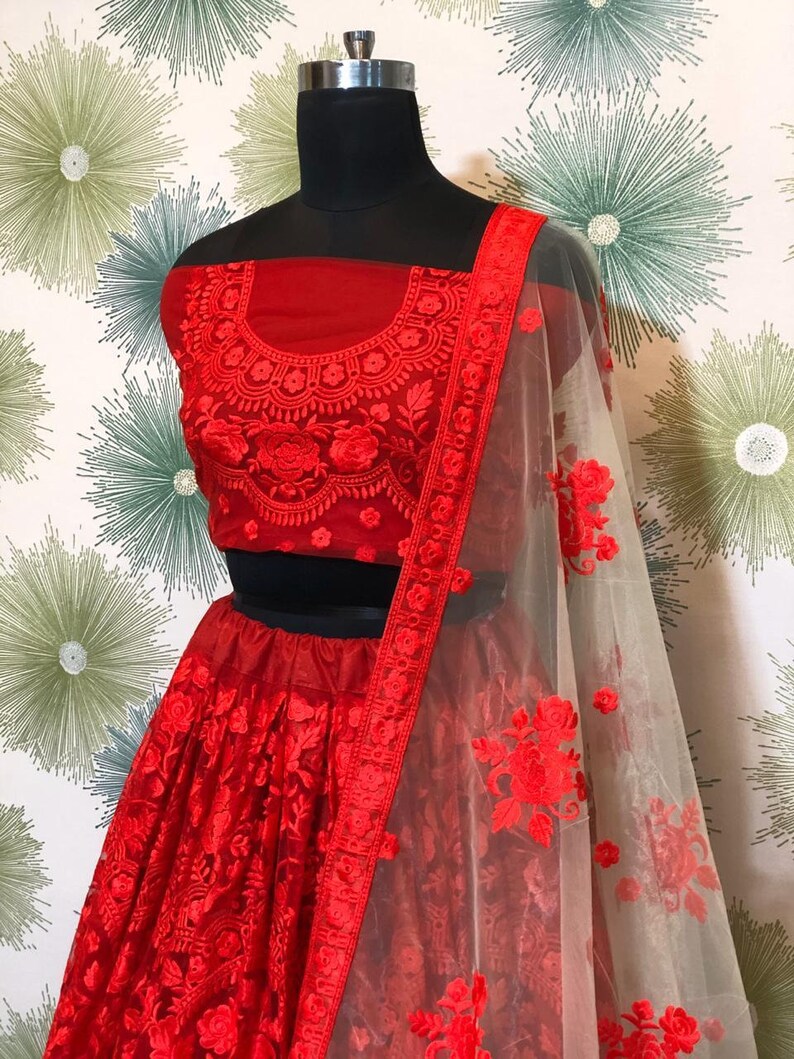 Lehenga Made to order Indian designer Embroidery Work Lengha Choli dupatta for women exclusive wedding party wear Lengha Choli for women