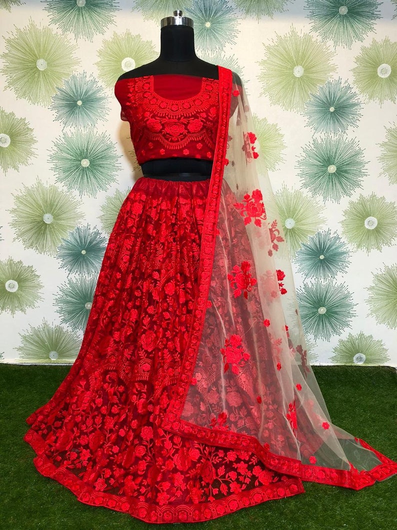 Lehenga Made to order Indian designer Embroidery Work Lengha Choli dupatta for women exclusive wedding party wear Lengha Choli for women