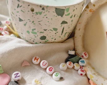 Personalised Hidden Message 100ml Soy Wax Candle Terrazzo Stoneware Container