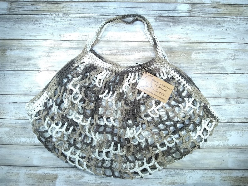 Handcrafted Crochet French Market Bag Chocolate Milk