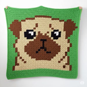 Pug Head C2C Crochet Blanket Graphgan Pattern