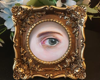 Original Hand painted lover’s eye art:framed Mini Painting,NOT print