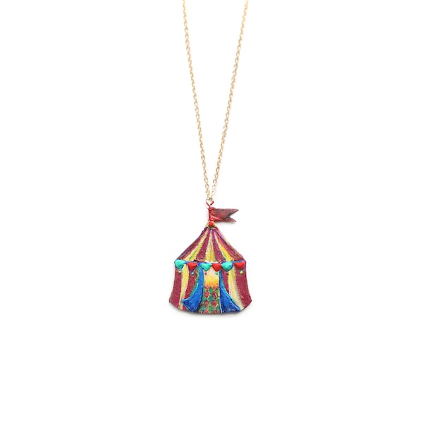 Handpainted circus tent necklace,gifts,bridesmaid gifts,circus necklace,gifts for her,circus tent,cute circus,necklace