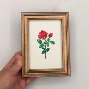 Original Hand painted rose art,Mini Wall Art,Mini Painting,framed mini wall art,gifts,flower painting,small Framed painting,sketch artwork