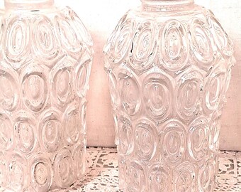 Pendant Lights, Ceiling Lights, Glass, France, POP 1960s, Retro Decoration, 1 Pair of Molded Glass Pendant Lights. Second-hand item