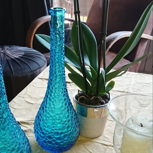 Empoli Glass Bottle Carafe ITALY 70&#39;S / living room decoration / 70&#39;S / bottle sold individually very decorative turquoise blown glass