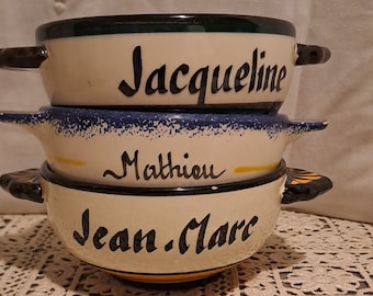 Breton Bowl First Name Earthenware Brittany France 70'S / Art Table Vintage Breton decoration / name bowl sold individually with folkloric decoration