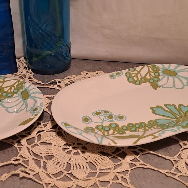 Plats VILLEROY et BOCH scarlett vert porcelaine 1967 / Art de la table décoration cuisine /  LOT 2 plats rectangulaires coloris vert