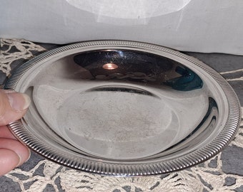 Silverware Dish Goldsmith COUZON INOX France 80'S / decoration Tableware / Table cooking art / round silver metal serving dish