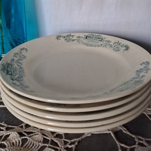 Assiettes Longchamps Faïence France XIX Terre de Fer ligne Lutèce / Art de la table  Lot de 5 assiettes plates