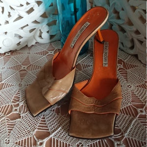 LUCIANO PADOVAN leather sandal pumps from the 80s in Italy / Luxury fashion accessory / Retro chic leather pumps with trendy heels, size 40