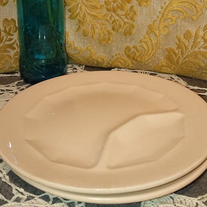 Fondue Plates Sarreguemines Digoin France 20&#39;S Earthenware / tableware / vintage decoration / 2 powder pink compartment plates