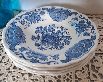 Coupelles Bleu RIDGWAY Faience Anglaise WINDSOR 60'S / art de la table décoration vintage England / 4 coupelles soucoupes desserts rondes