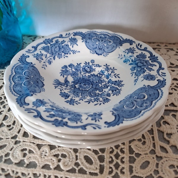 Coupelles Bleu RIDGWAY Faience Anglaise WINDSOR 60'S / art de la table décoration vintage England / 4 coupelles soucoupes desserts rondes