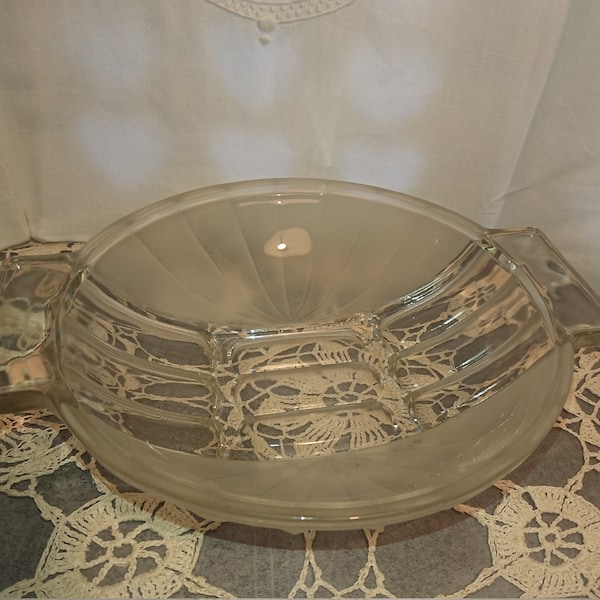 Saladier Verre Art DECO 1930 / Art de la table / Art Nouveau / Décoration vintage / période Indochine grande coupe ronde en verre dépoli