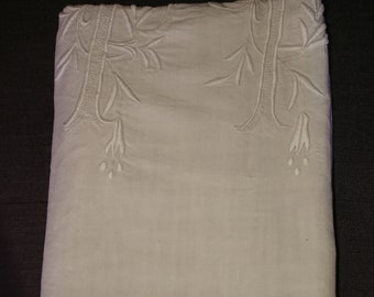 Draps Lin Brodés France Provence 1900 / Art populaire / ancien / vintage /Draps 2 pers monogramme FA