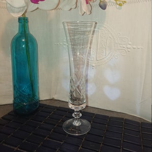 70er Jahre Kristallvase Frankreich Sammler / Geschirr / Vintage Wohnzimmer Dekoration / gemeißelte Kristallvase Französische Glashütte