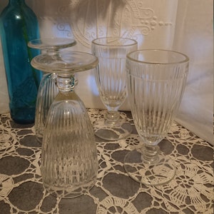 Vintage French Glass Ice Cream Cups 1950s / Tableware / Shabby Decor / Set of 4 tall vintage ice cream cups made in France