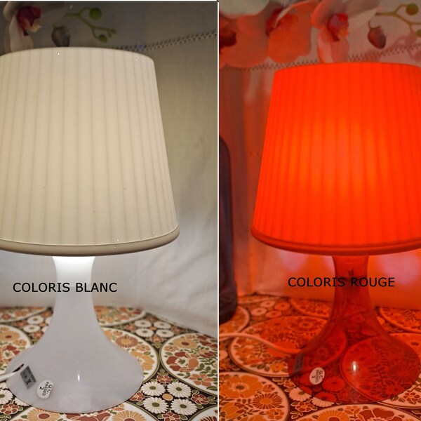 Lampe chevet Ikea suède 90 modèle lampan / luminaire chambre décoration vintage / lampe en plastique rouge ou blanc style 70 années POP