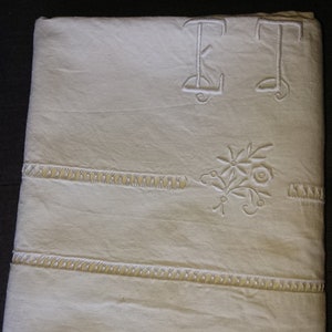 Embroidered Métis Sheets France Provence 1900 Linen / Folk art / cotton / antique / vintage / 2-person sheets monogram ET